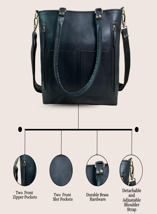 Madosh Women Shoulder Tote Black Leather Laptop Handbag Messenger Crossbody Office Work Bag With Clutch - Image 5